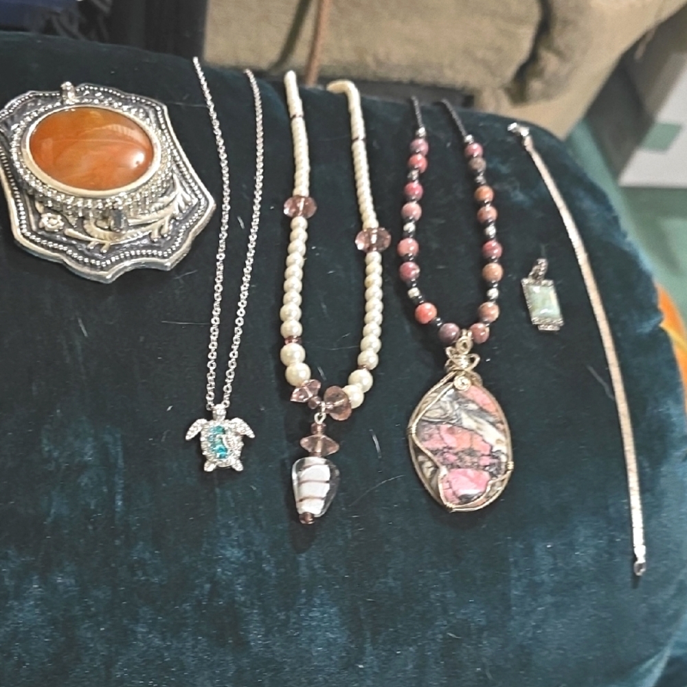 Vintage Jewelry STERLING SILVER, natural Stone Lot 830-01